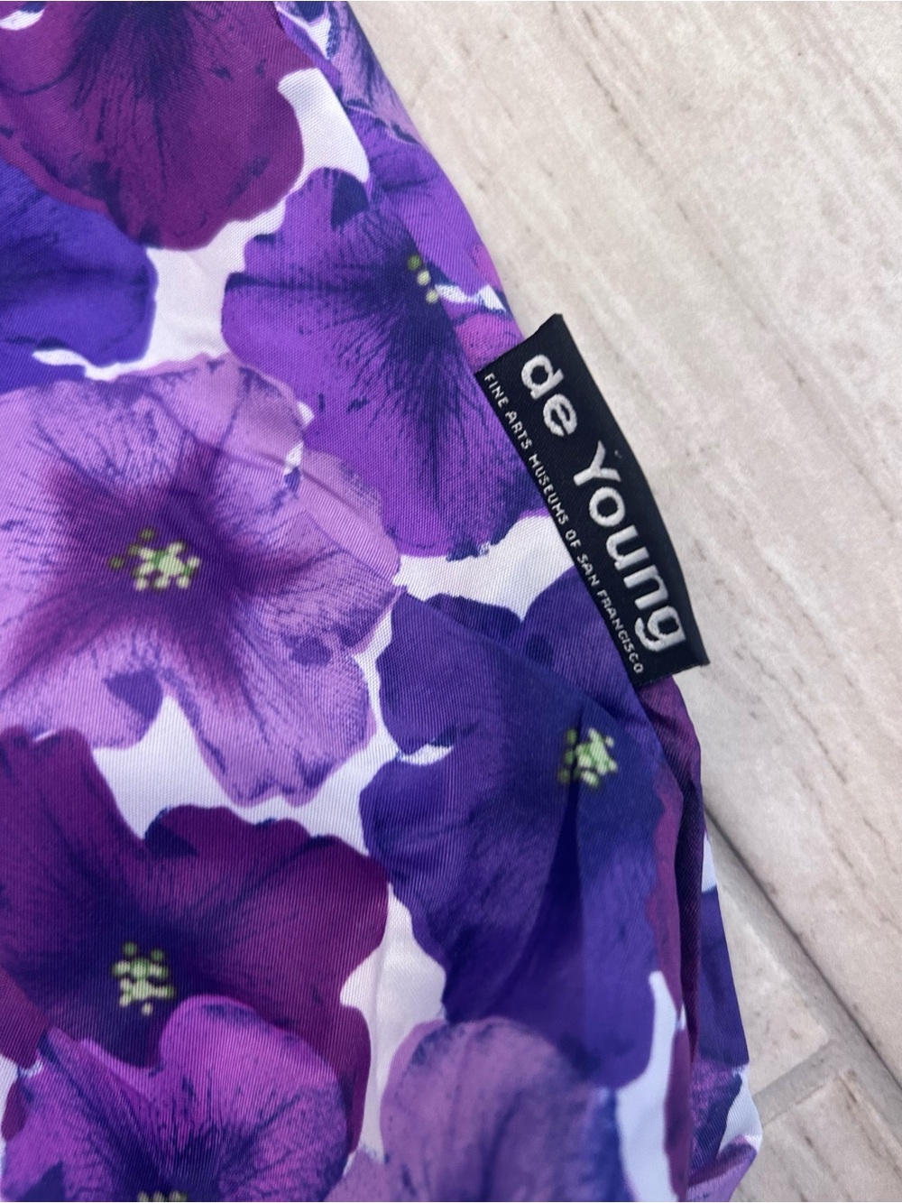Purple Floral Foldable Tote Bag with Matching Pouch - Picture 2 of 4